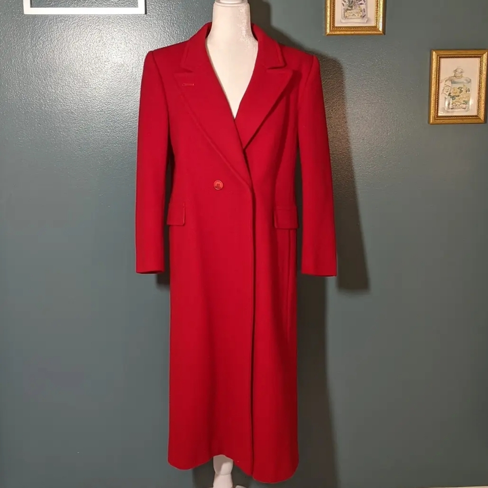 Vintage Evan Picone Made in Italy Cherry Red Wool Coat